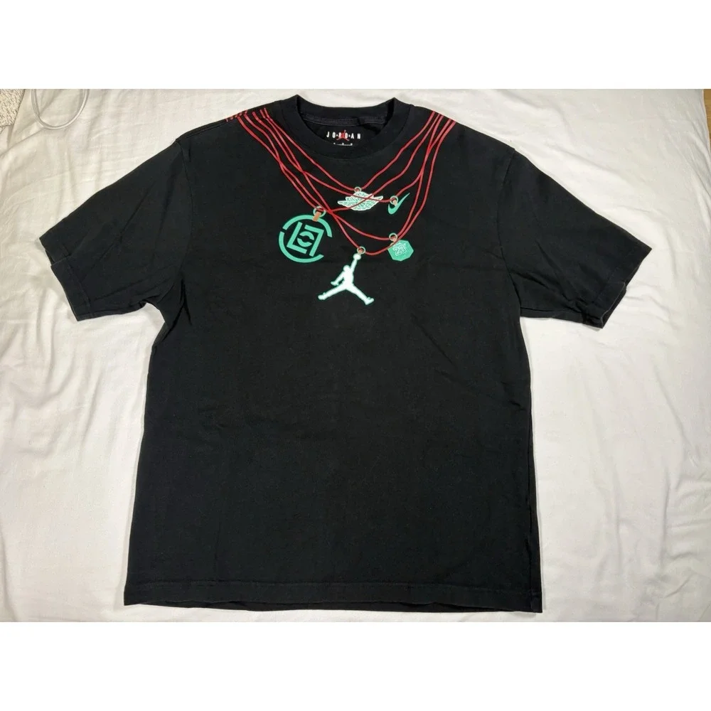 Jordan x CLOT Jade Charm Necklace Graphic T Shirt Mens Size M Black DJ9740-010